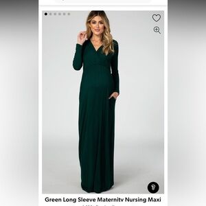 Pinkblush Maternity Deep Green Long Sleeve Dress